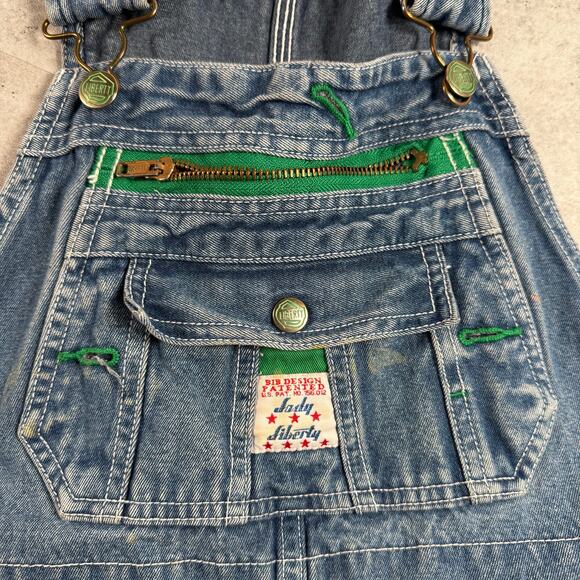 Vintage Lady Liberty denim bib overalls cut off shorts size 8 - Picture 3 of 14